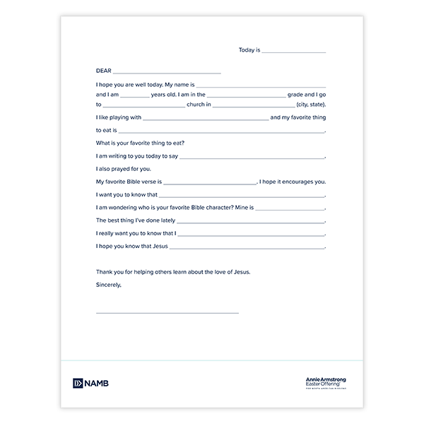 Kids Resource – Letter to a Missionary